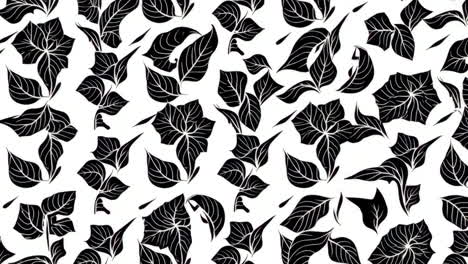 seamless black and white botanical leaf pattern