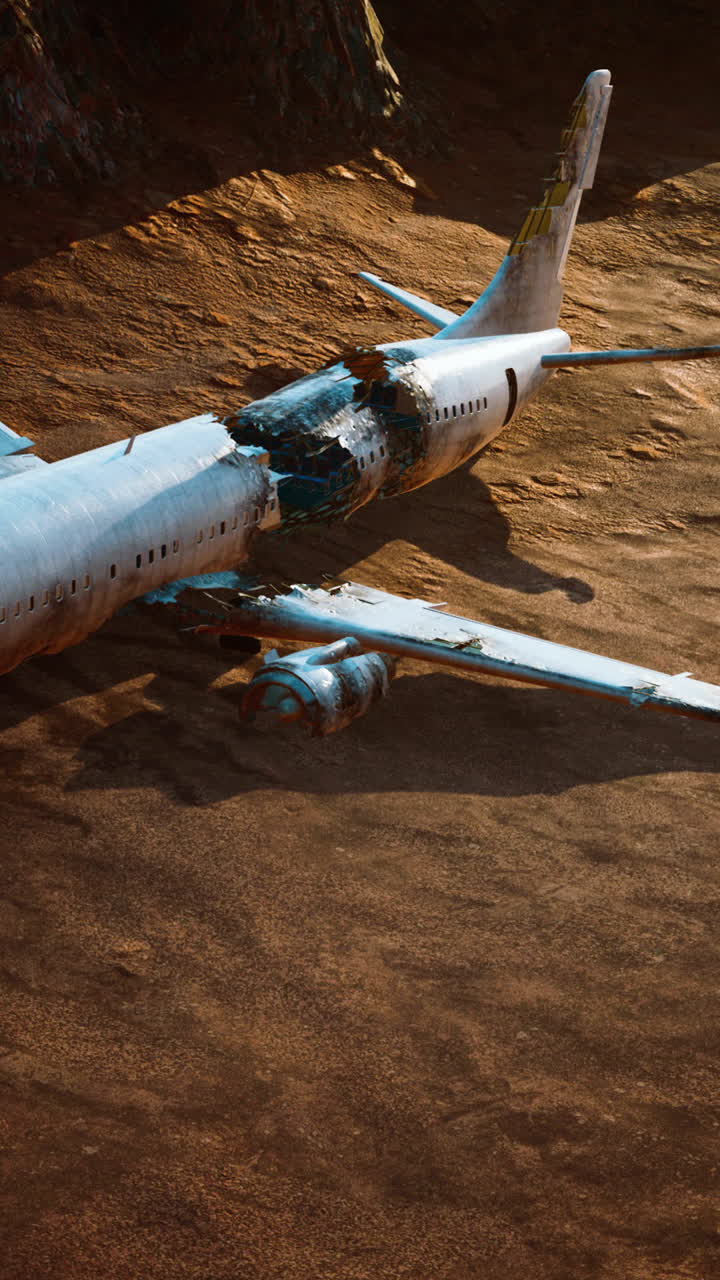 avión aplastado abandonado en el desierto