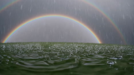 double rainbow after a rainstorm