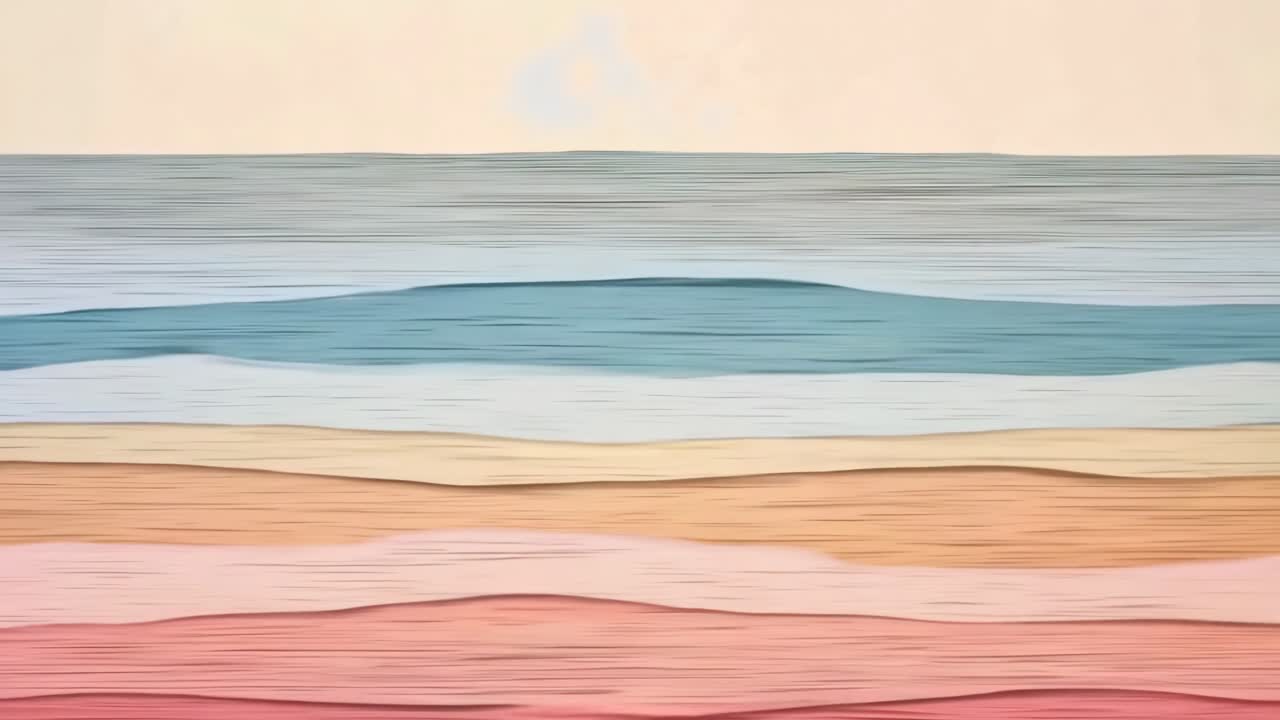 Abstract video art of layered pastel waves viewed from a straight-on angle, creating a serene