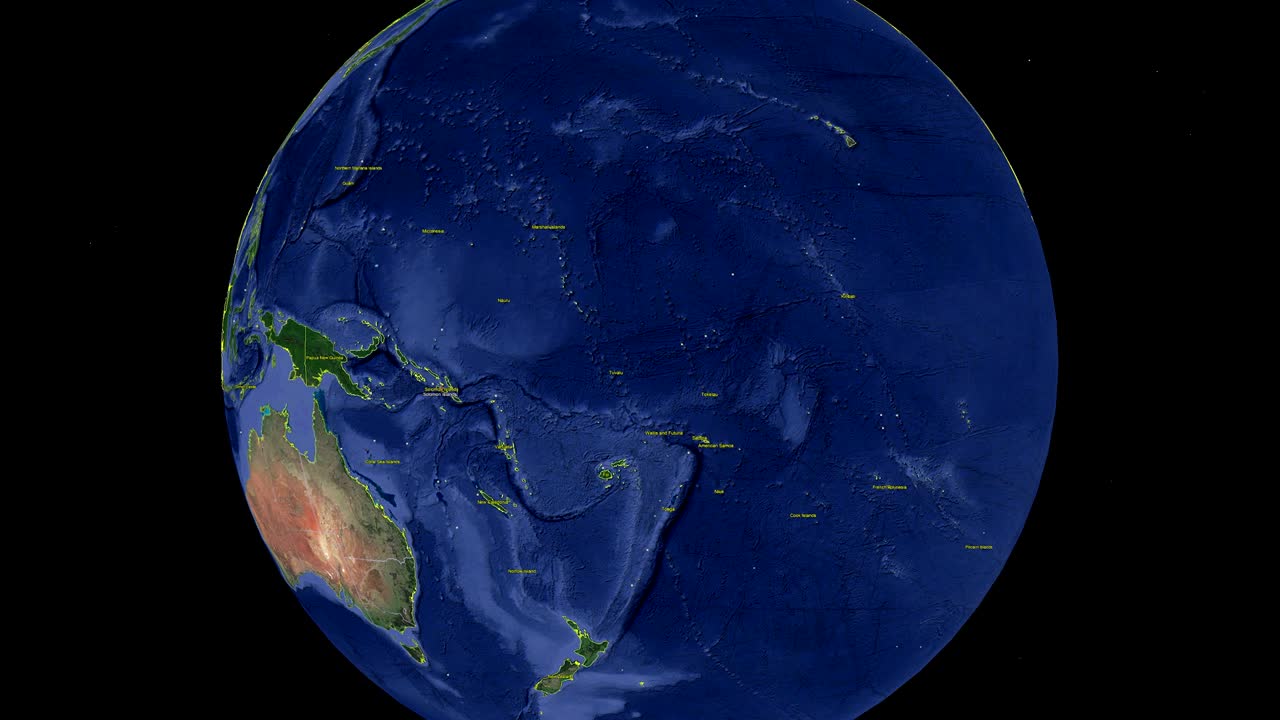 Solomon Islands with flag. 3d earth in space - zoom in Solomon Islands outer