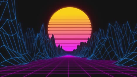 retrofuturistic landscape sunset