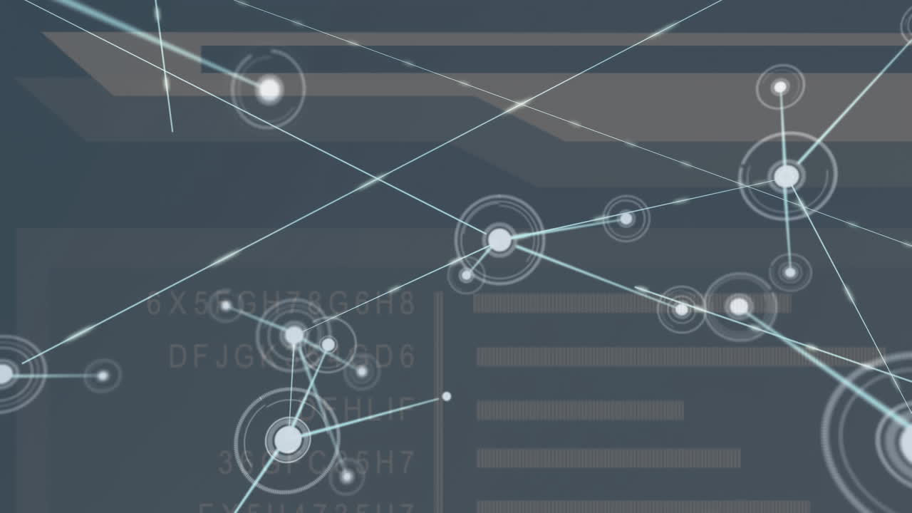 블랙 배경 위의 연결 네트워크와 데이터 처리의 애니메이션