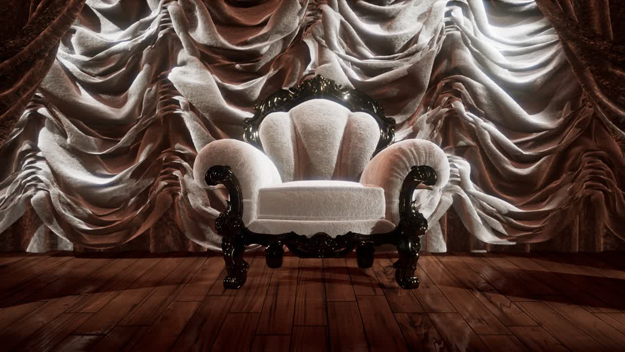 escenario de cortina de teatro de lujo con silla