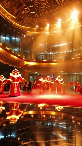 chinese new year celebration performance in a grand hall