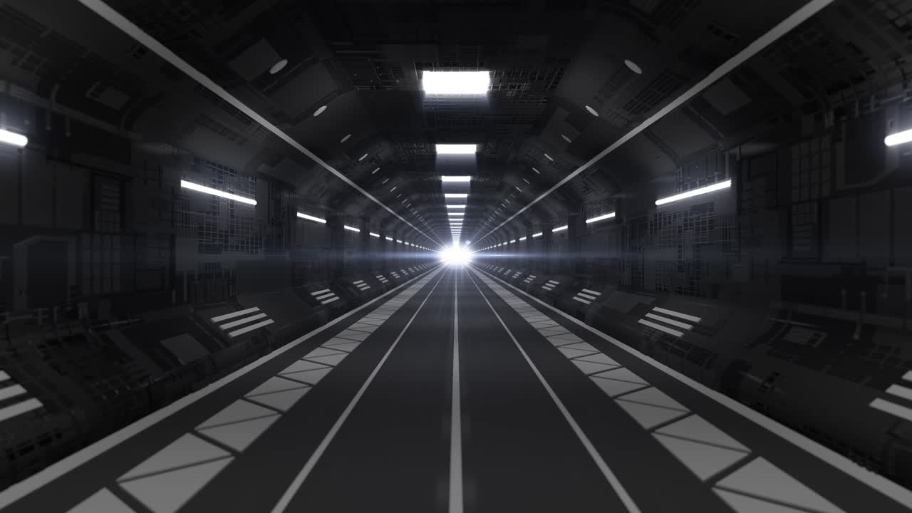 미래의 우주선 터널 통로를 날아가는 sf 개념 - 4k 원활한 루프 모션 배경 애니메이션
