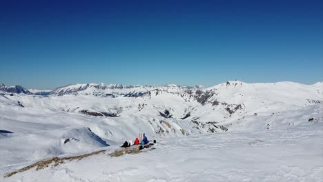 drone video from the french alps of les contamines. close to mont blanc. skiing randonee style.