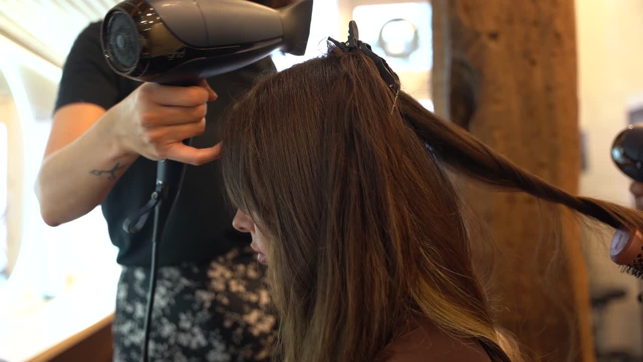 Hair styling at a salon