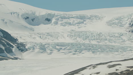 close up of mountain glacier on a sunny day - long lens static