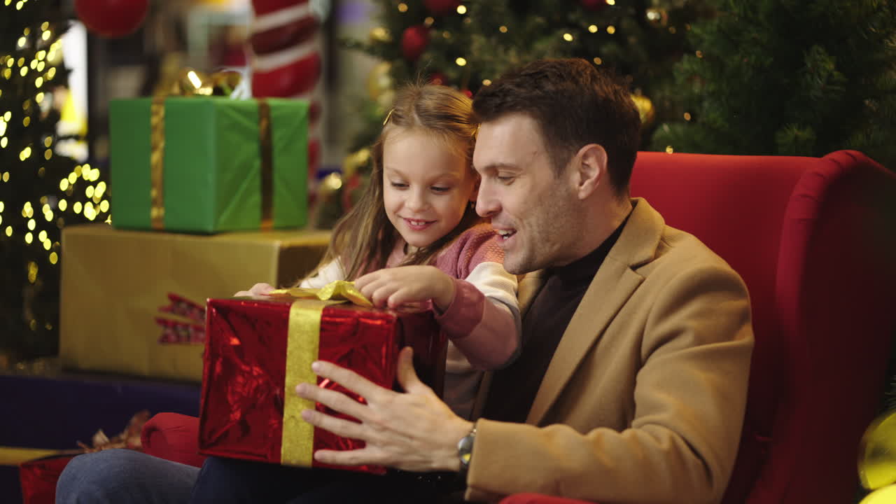 Father and Daughter Celebrating Christmas