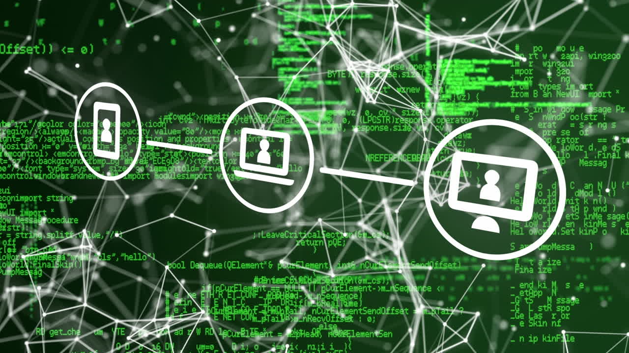animación del procesamiento de datos sobre un fondo negro