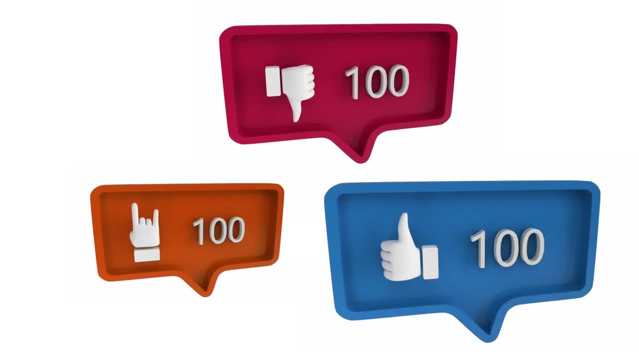 iconos con un número creciente en las redes sociales