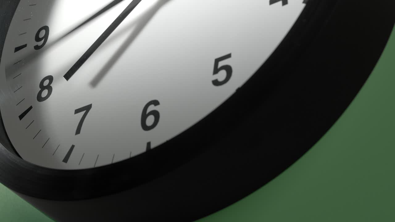 Clock Face on Light Green Wall in Time Lapse