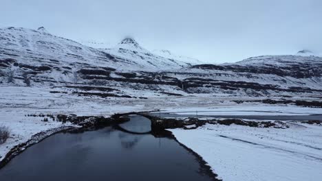 River-with-bridge-near-snowy-mountains