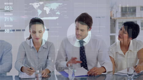 animation of data processing over diverse business people
