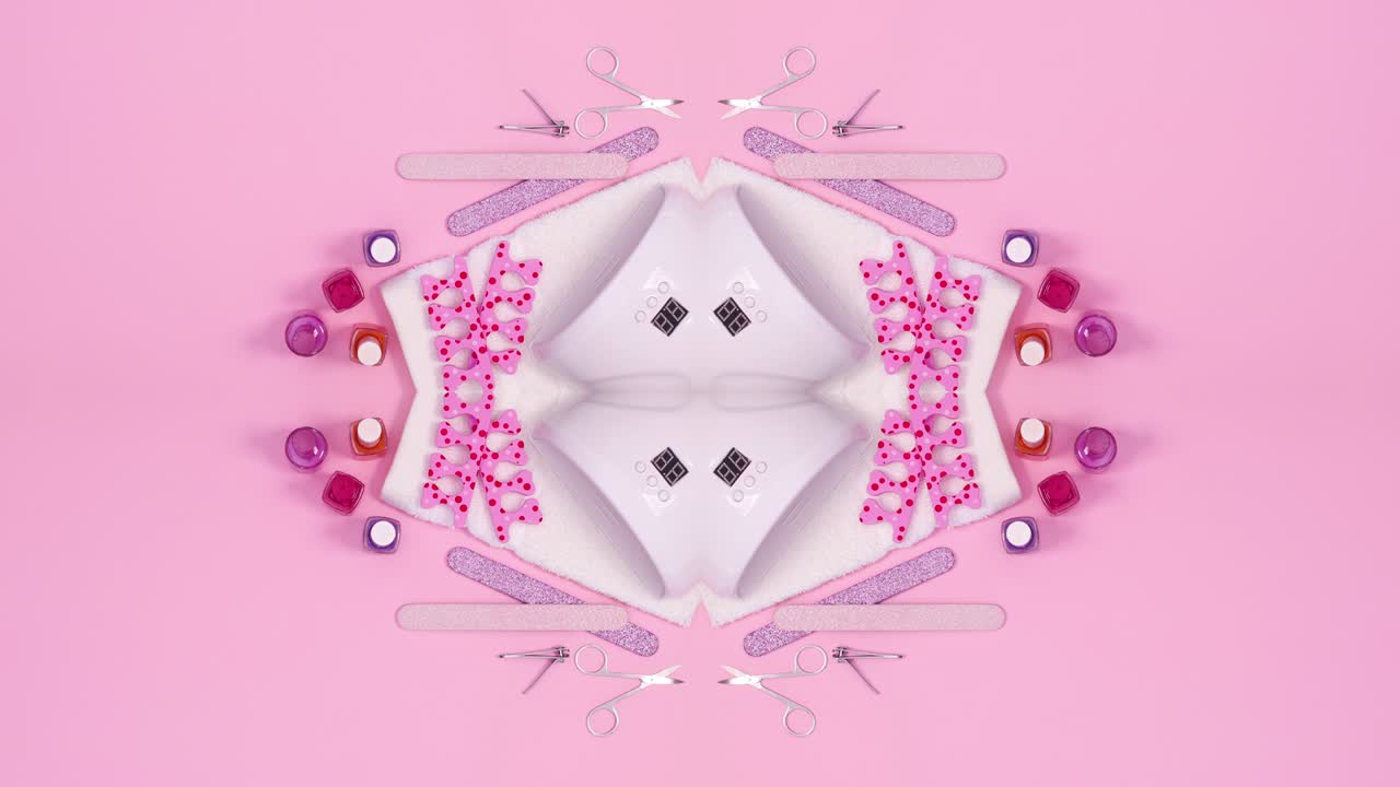 이중 효과 매니큐어 액세서리 파스텔 분홍색 테마에 이동.