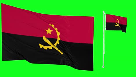 green screen waving angola flag or flagpole