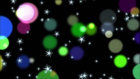 Snow-falling-over-christmas-lights-on-black-background