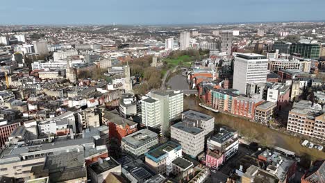 bristol city centre uk rising drone,aerial