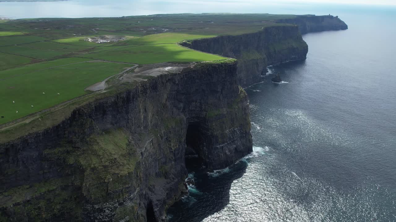 Dramatic light on The Cliffs of Moher drone landscape of amazing cliffs on the wild Atlantic way Irish Epic locations