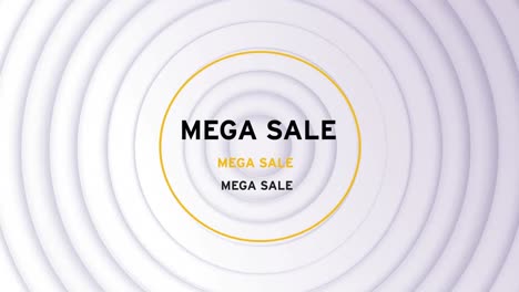 animación del texto de mega venta sobre círculos blancos