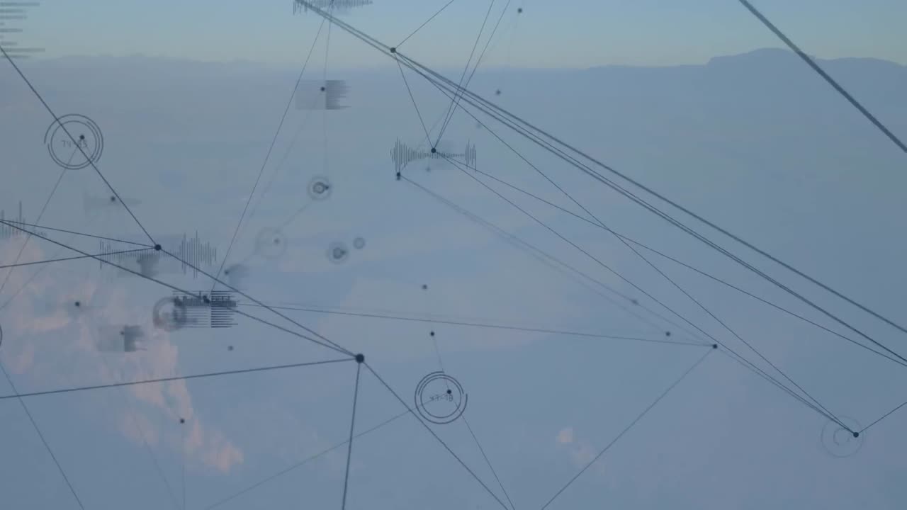 배경에서 풍경에 대한 통계 기록과 연결 네트워크의 애니메이션