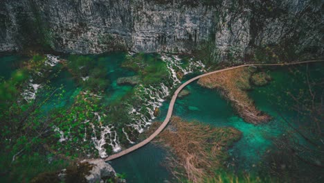 natural majestic waterfall river at plitvice lakes national park in croatia with its exceptional natural beauty. cinemagraph / seamless video loop of the famous scenic tourist vacation and filming location of the writer karl may western winnetou movies.