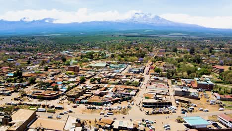 rural village town of kenya with kilimanjaro in the background