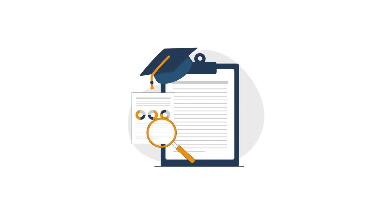 Animated Illustration of Academic Research and Data Analysis