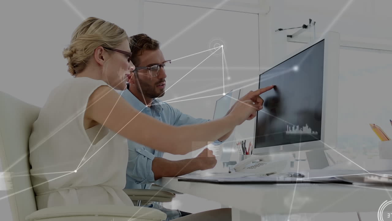 animazione della rete di connessioni tra gli uomini d'affari.