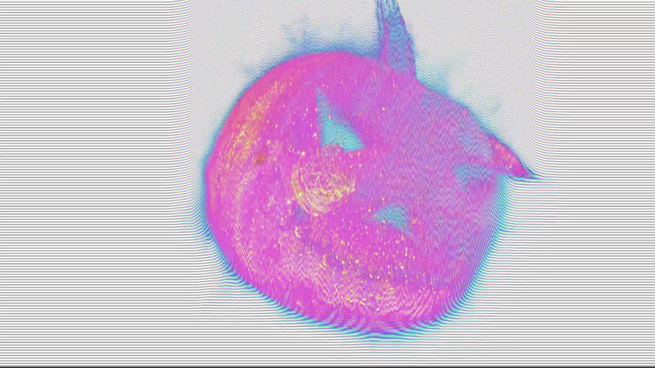 halloween pumpkin jack o' lantern 3d animation in retro VHS style