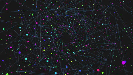 vibrant multicolored network of interconnected lines and dots