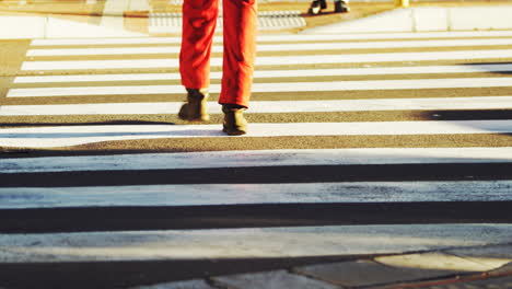 pedestrian crossing the road