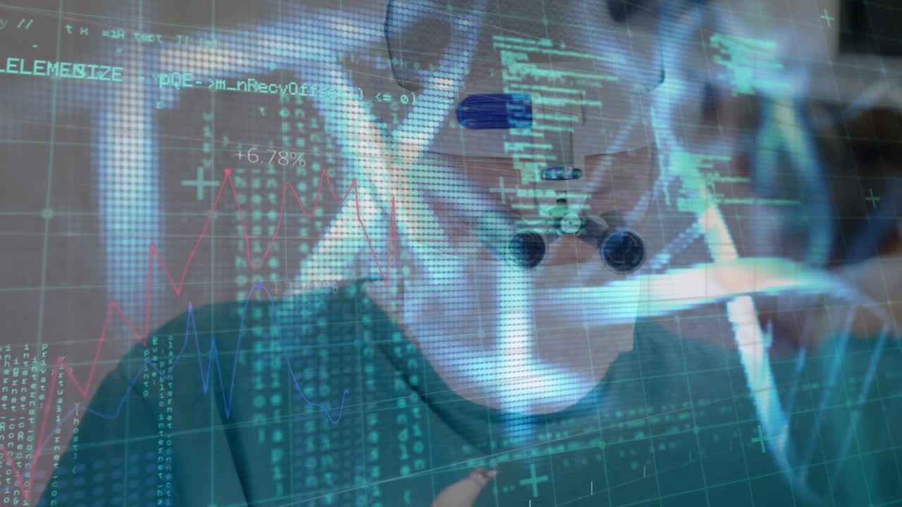 animación del procesamiento de datos sobre una mujer biracial haciendo té