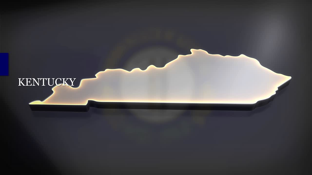 켄터키의 3d 애니메이션 지도