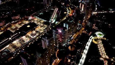hyperlapse drone over santa fe in mexico city’s night glow