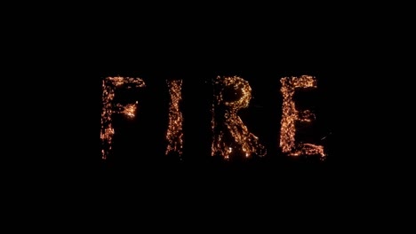 word fire burning. steel wool smoldering on transparent background. beautiful combustion