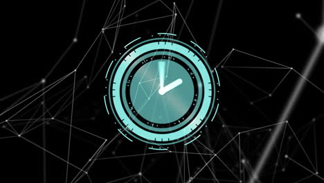 animación de la red de conexiones durante el reloj moviéndose rápidamente