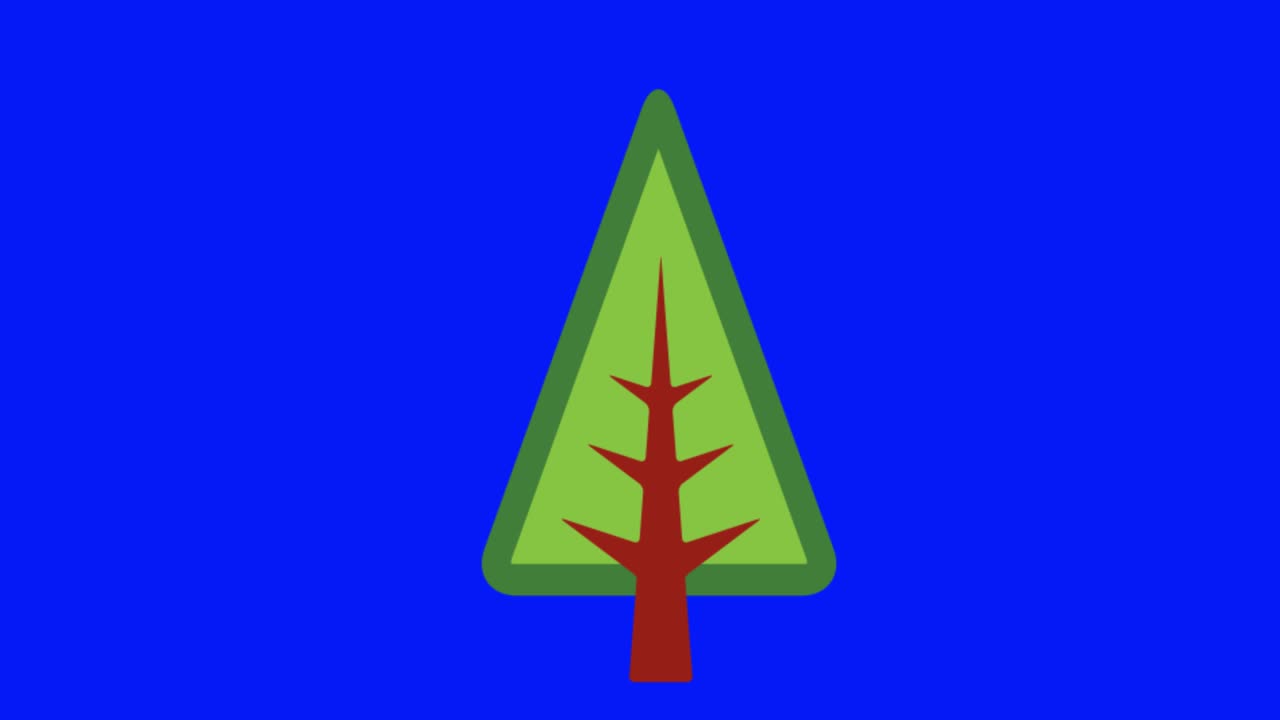 Animation of a tree icon on a blue screen