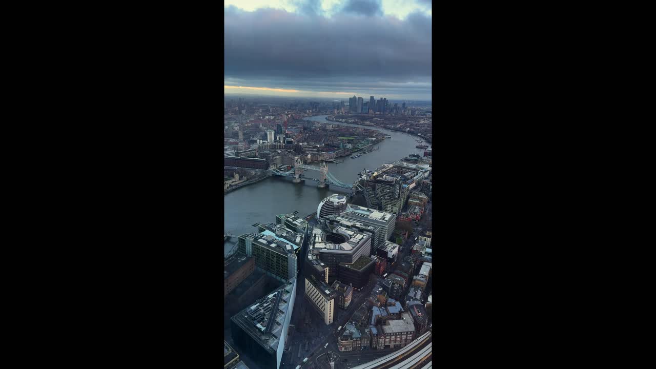 Aerial View of London with Tower Bridge