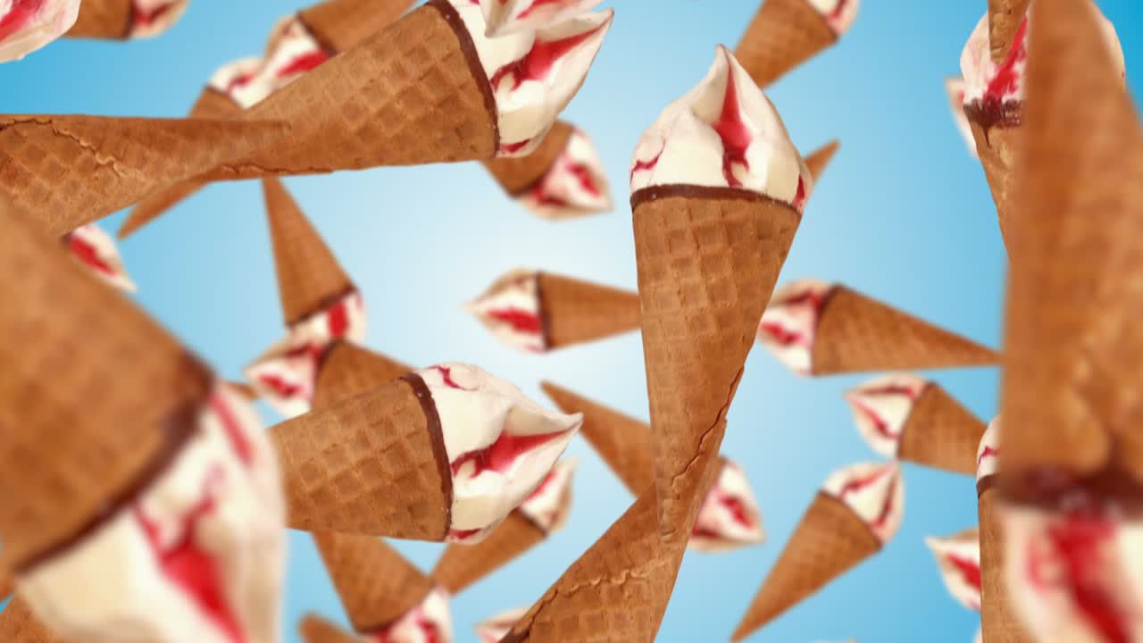 Gelato che cade. Movimento rallentato.