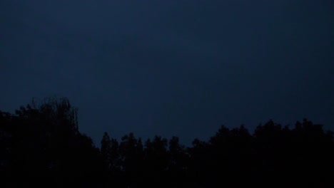 Lightning-strikes-in-the-distance-behind-trees-at-night---180-fps-slow-motion