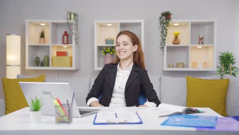home office worker woman is rich.