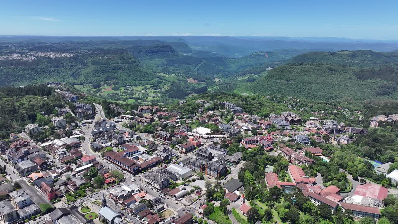 Gramado Skyline At Gramado In Rio Grande Do Sul Brazil. Downtown District. Metropolis Landscape. Highrise Buildings. Gramado Skyline At Gramado In Rio Grande Do Sul Brazil. Beautiful City Skyline.