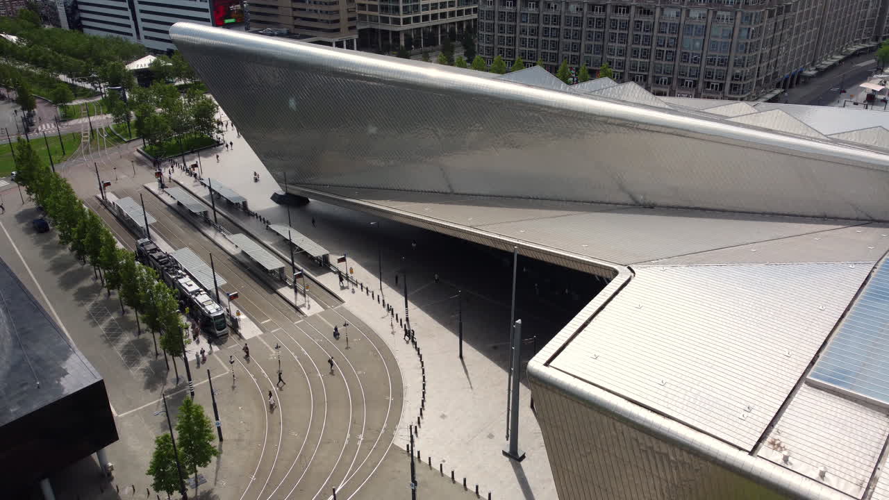 Aerial View of a Modern Train Station in a European City