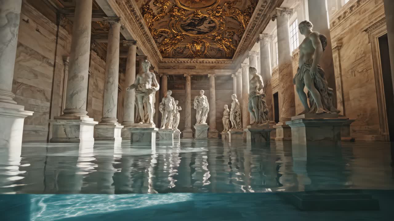 Ancient Roman Bath with Statues