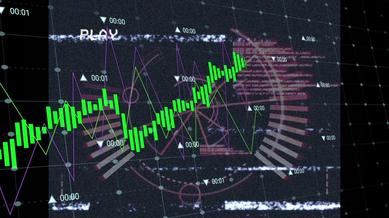 Animation of digital interface on screen over financial data processing