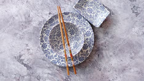 Empty-traditional-set-tableware-from-Asia