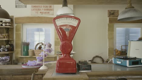 vintage bakery shop interior with retro scale