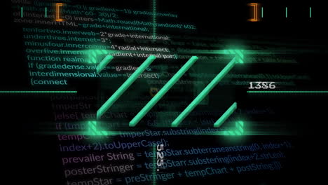 animación del procesamiento de datos sobre un fondo oscuro